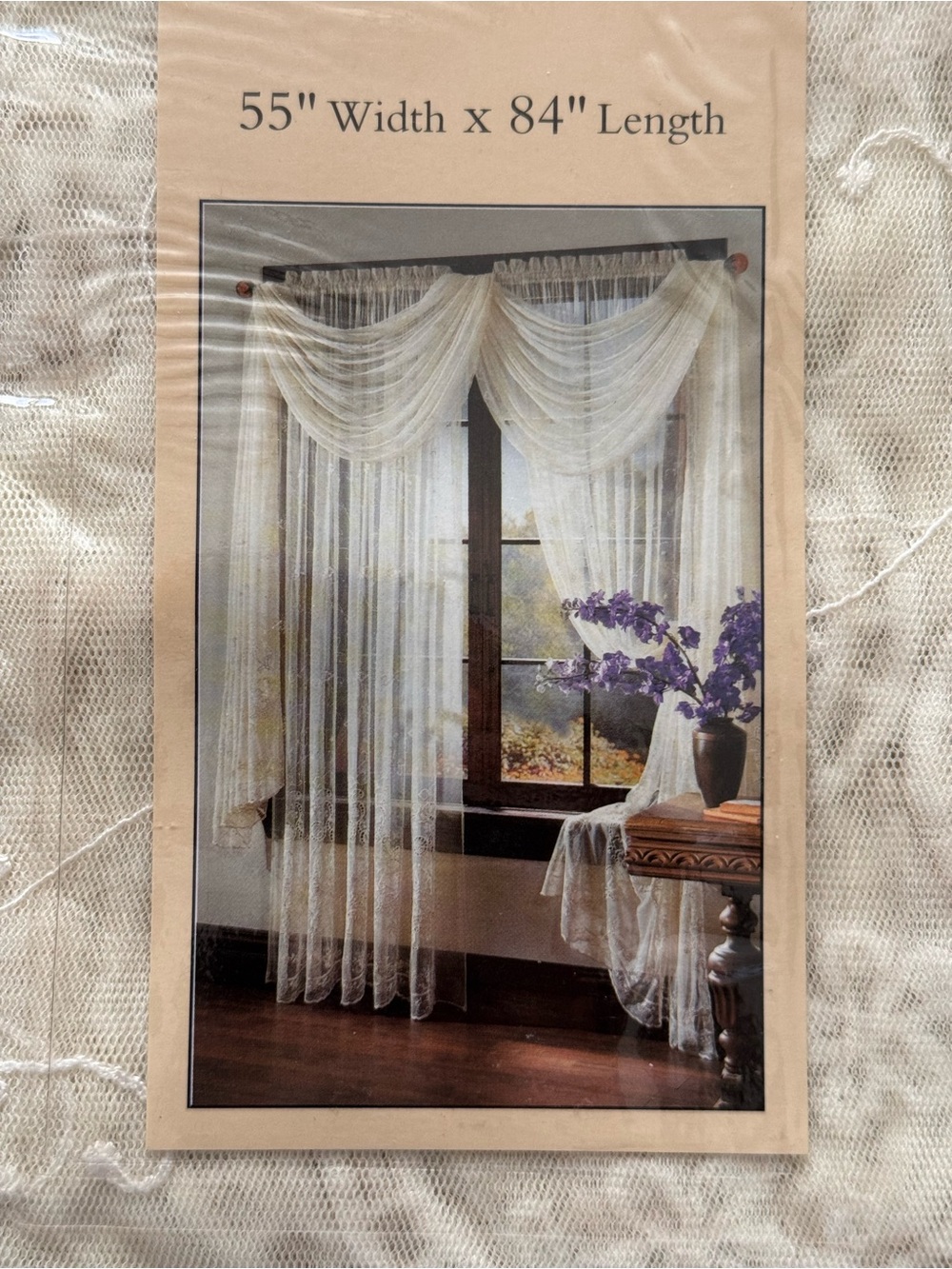 New VTG 90s Peri Emma Tailored Curtain Panel 55x84 Sheer Lace Romantic Victorian